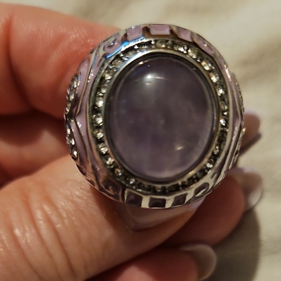 jewelry tv Jewelry - Lilac Stone In Stainless Steel Oversized Ring